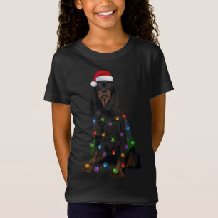 Camiseta Gordon Setter Natal Luzes Xmas Cão Sant