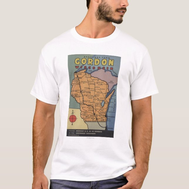 Camiseta Gordon, Wisconsin - grandes cenas da letra (Frente)