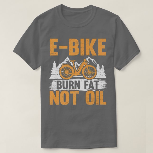 Camiseta Gordura De Queima E-Bike Não Petrolífera Bicicleta (Frente do Design)