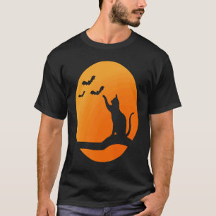 Camiseta Gordura Negra Branca Cheia Lua e Morcegos