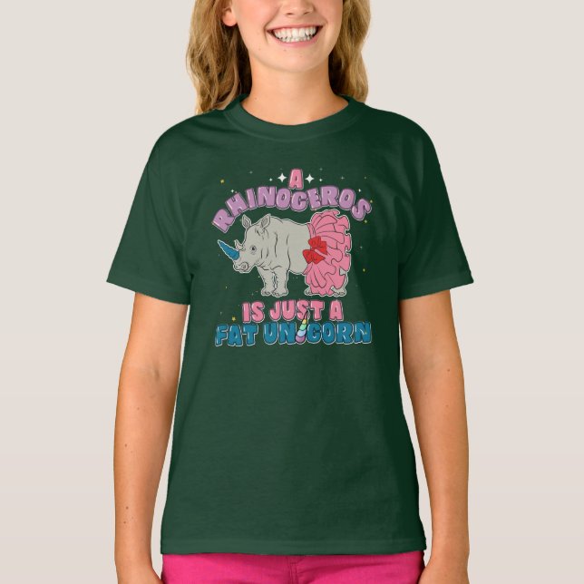 Camiseta Gordura Unicórnio É Rinoceronte Gag Animal Birthda (Frente)