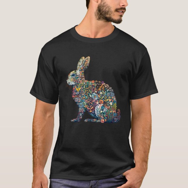 Camiseta Gorgeous Floral Easter Bunny Spring Flower Rabbit  (Frente)