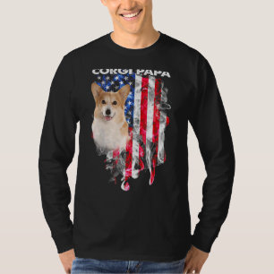 Camiseta Gorgi Dog Papa Usa Flag Feliz Dia de os pais 4º De