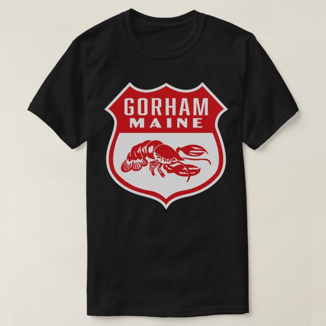 Camiseta Gorham Maine Retro Shield Red (Frente do Design)
