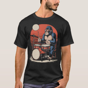 Camiseta Gorila Baterista Tocando Bateria Design Legal Para