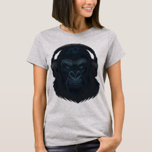 Camiseta Gorila com Fones de Ouvido — Amante de Música Inte