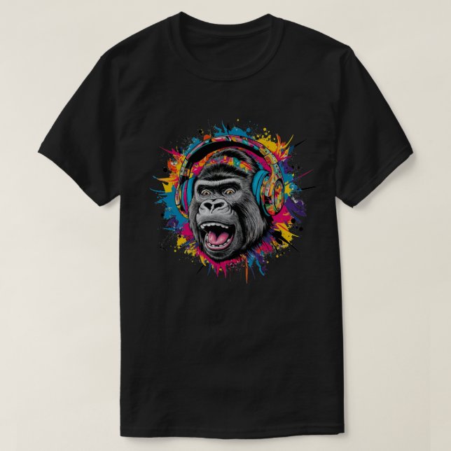 Camiseta Gorila com Headphones Splash  (Frente do Design)