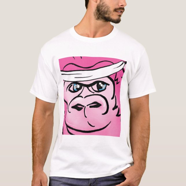 Camiseta Gorila cor-de-rosa com Sweatband (Frente)