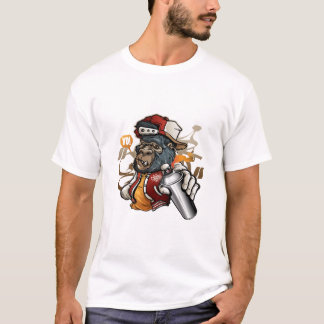 Camiseta gorila de personagem de grafite com tinta pulveriz