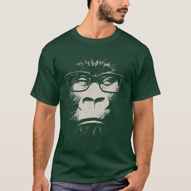 Camiseta Gorila do hipster com vidros (Frente)