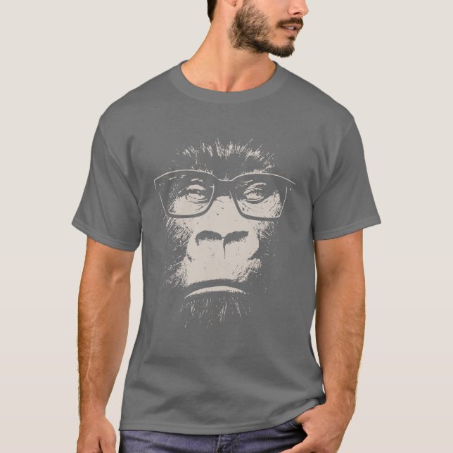 Camiseta Gorila do hipster com vidros (Frente)