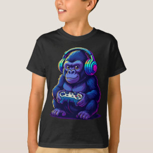 Camiseta Gorila Gamer com Fones de Ouvido — Vibrações de Jo