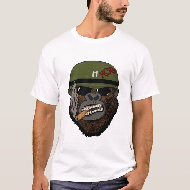Camiseta Gorila hipster Com Óculos E Macaco Engraçado (Frente)