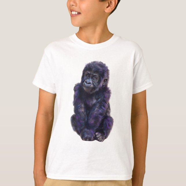 Camiseta Gorila Infantil Roxo Celestial Impresso (Frente)