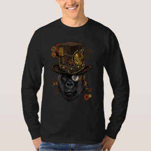 Camiseta Gorila Macaco Bugio Macaco Mecânico Steampunk Góti