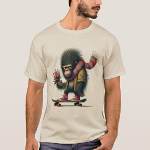Camiseta Gorila num Skate Humorístico