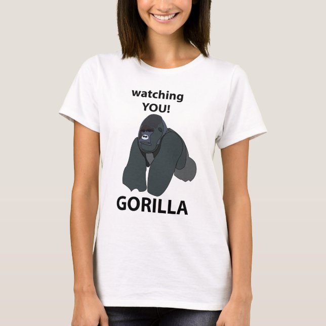 Camiseta Gorila Observando Você Gorila Engraçado (Frente)