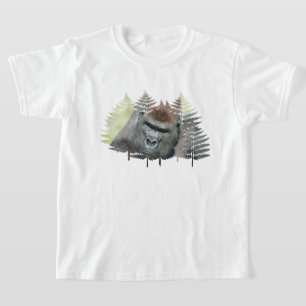 Camiseta Gorila Prata Emergindo das Árvores