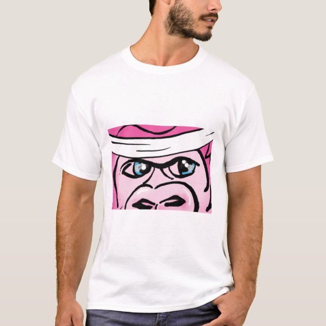 Camiseta Gorila rosa com faixa de suor (Frente)