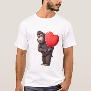 Camiseta Gorila Tímido com Balão de Coração