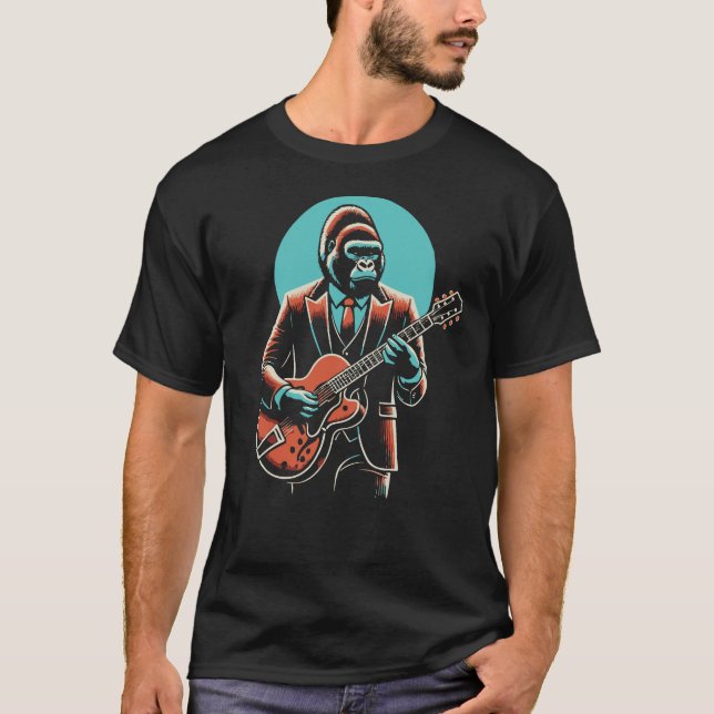 Camiseta gorila toca presente de guitarra (Frente)