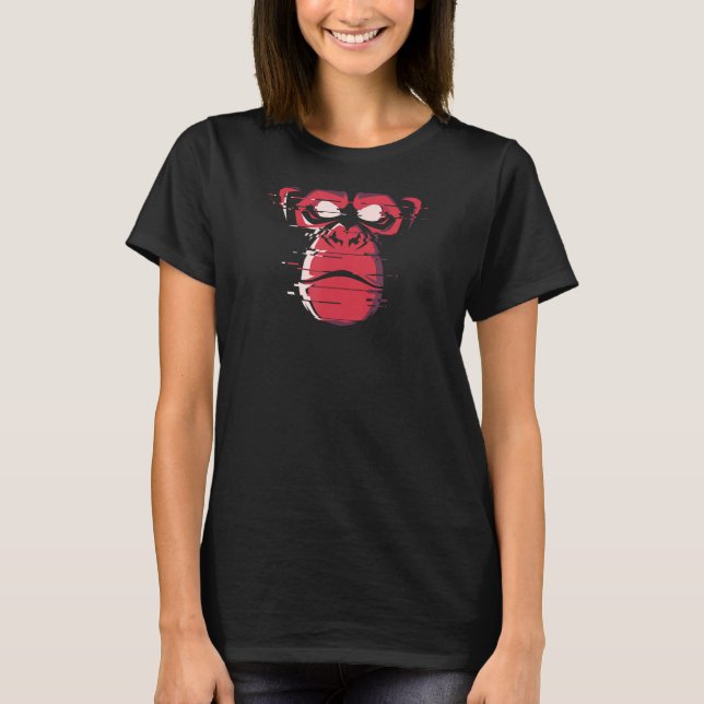 Camiseta Gorila Vermelha Irritada, Ape, Macaco, Chimp (Frente)