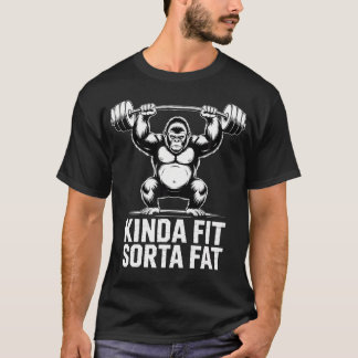 Camiseta Gorilas de Academia Engraçados Meio em Forma Meio 