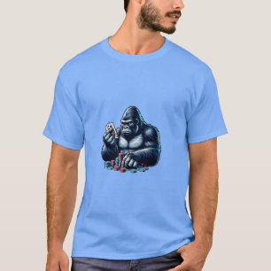 Camiseta gorilla ape jogando cartas jogando pôquer casino