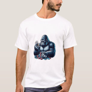Camiseta gorilla ape jogando cartas jogando pôquer casino