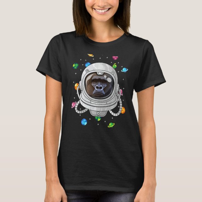 Camiseta Gorilla Astronaut Animal Deep In Space Cosmic Univ (Frente)