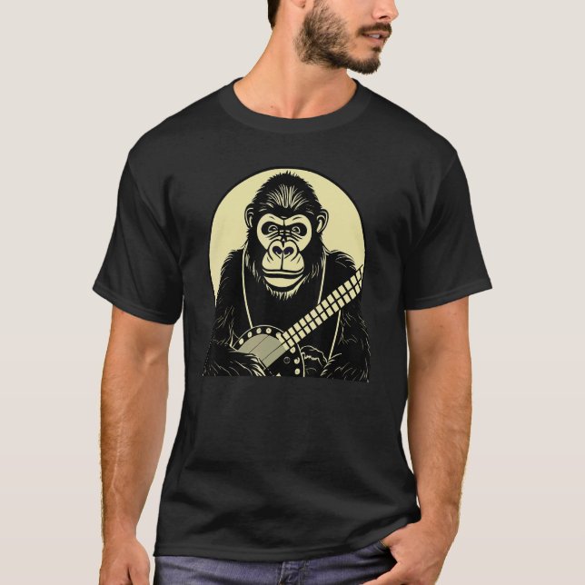 Camiseta Gorilla Banjo Picker Vintage Oitenta Macaco (Frente)