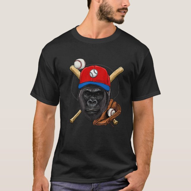 Camiseta Gorilla Baseball Gorilla Amava Beisebol (Frente)