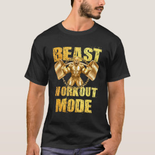 Camiseta Gorilla Beast Workout Mode Dourado Levantamento Pe