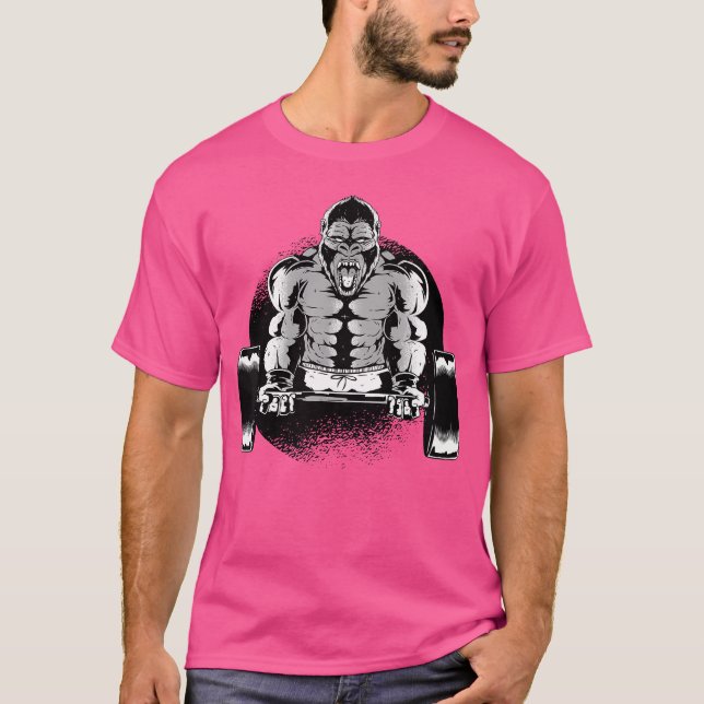 Camiseta Gorilla Bodybuilding Barbell Monkey Muscle Trainin (Frente)