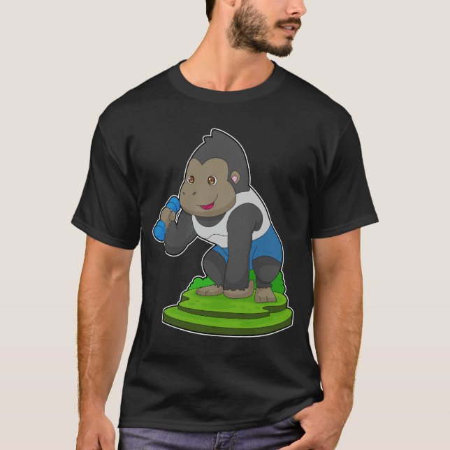Camiseta Gorilla Bodybuilding Dumbbell (Frente)