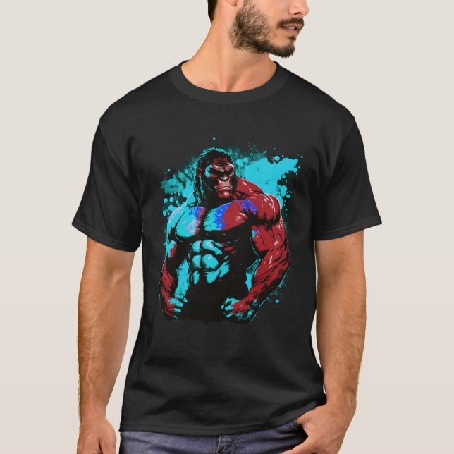 Camiseta Gorilla Bodybuilding Muscles MMA Fighter Gym Worko (Frente)