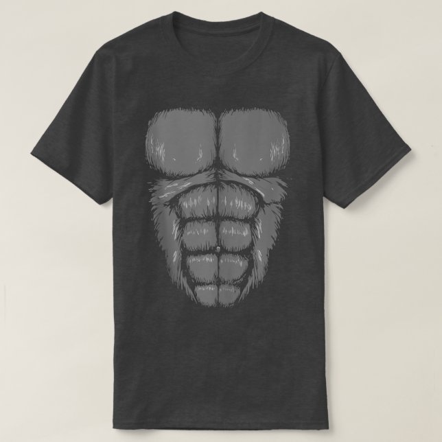Camiseta Gorilla Chest Muscles Abs Costume Art Halloween Ea (Frente do Design)