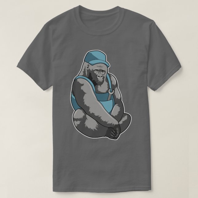 Camiseta Gorilla Como Artesã Com Wrench (Frente do Design)