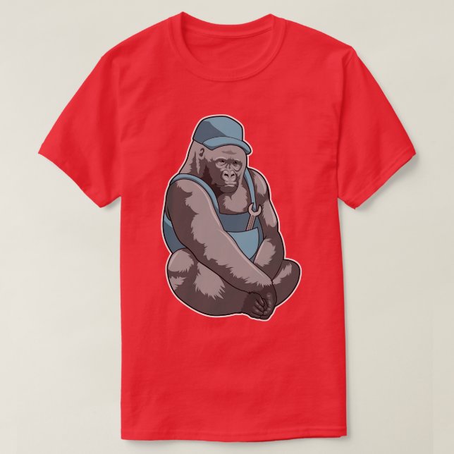 Camiseta Gorilla Como Artesã Com Wrench (Frente do Design)