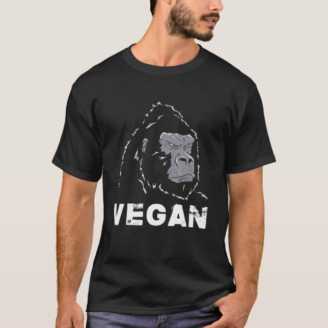 Camiseta Gorilla Herbivore Men Vegan Workout Sim Consigo En (Frente)