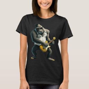 Camiseta Gorilla Jogando Violão Elétrico Macaco Gu