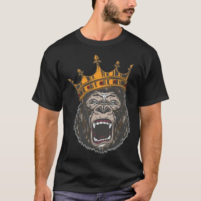 Camiseta Gorilla King angry gorilla face for men women kids (Frente)