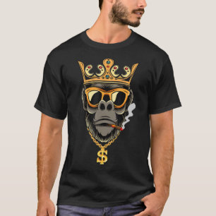 Camiseta Gorilla King Com Coroa Silverback Louco Gori