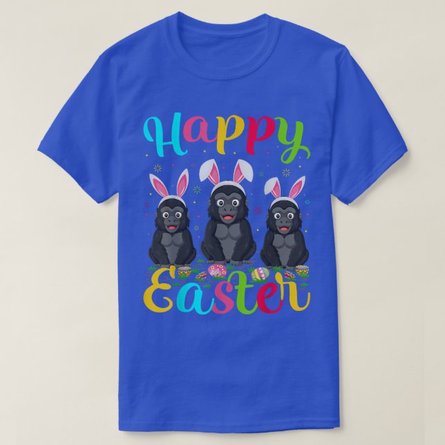 Camiseta Gorilla Lover Funny Easter Bunny Gorilla Happy (Frente do Design)