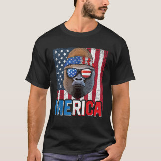 Camiseta Gorilla Merica 4th of July American Gorilla Ape Pa