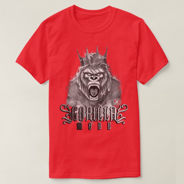Camiseta Gorilla Mode Gym Motivation Bodybuilding King Beas (Frente do Design)
