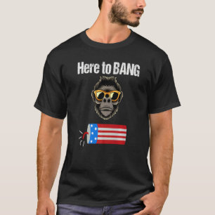 Camiseta Gorilla Monkey USA Flag 4 De Julho Estou Aqui Para