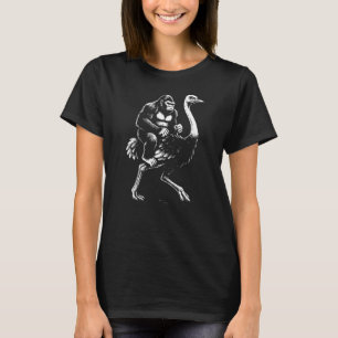 Camiseta Gorilla Riding a Ostrich Illustration