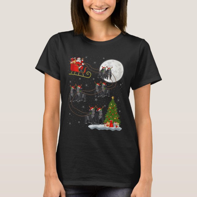 Camiseta Gorilla Santa Sleigh Flying Funny Magical Christma (Frente)