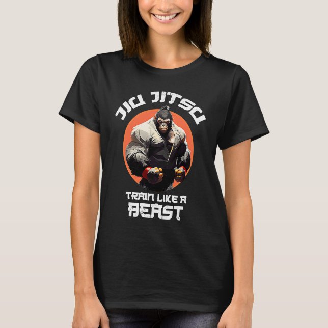 Camiseta Gorilla Train like a Beast Jiu Jitsu BJJ Grappling (Frente)